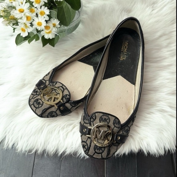 Michael Kors MK Black Leather Trim Ballerina Flat Fulton Shoes Size 8M - Picture 10 of 10